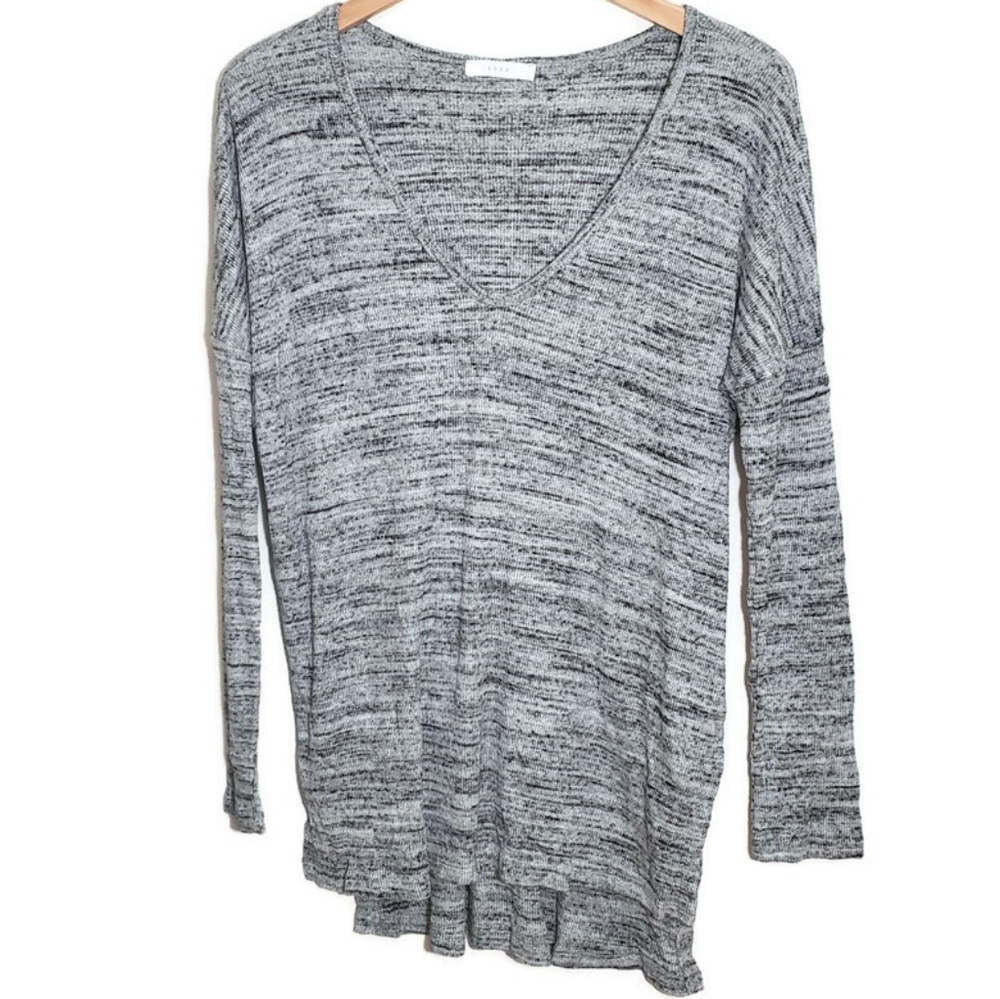 Lush Longsleeve Heathered Gray Deep V Neck Tee